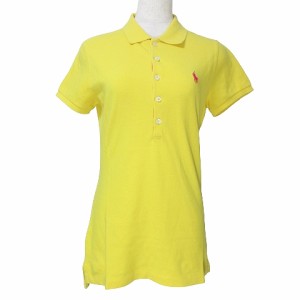 【中古】ラルフローレン RALPH LAUREN ポロシャツ 半袖 鹿の子 スキニー ポニー ワンポイント刺? S 黄色 IBO53 X 