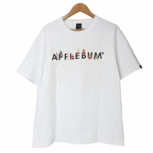 【中古】アップルバム APPLEBUM Tシャツ 半袖 カットソー プリント クルーネック L 白 ホワイト IBO53 X メンズ