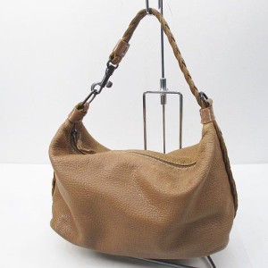 【中古】ボッテガヴェネタ BOTTEGA VENETA ハンドバッグ 編みデザインハンドル ベージュ レザー イタリア製 レディース