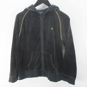 【中古】ラルフローレン RALPH LAUREN 長袖 ジップアップ パーカー 160 緑 グリーン系 ベロア調 綿 コットン