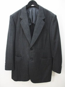 【中古】ダンヒル dunhill ヘリンボーン柄 テーラード ジャケット 灰系 チャコールグレー 背抜き ボタン メンズ