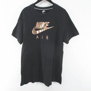 【中古】ナイキ NIKE 半袖 Tシャツ カットソー XS 黒系 ブラック ト ロゴ 文字 プリント 綿 コットン 無地 メンズ