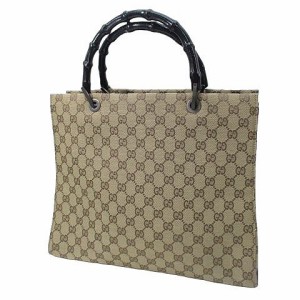 【中古】グッチ GUCCI トートバッグ GGキャンバス 002 1010 002058 バンブー ベージュ キャンバス レディース