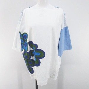 【中古】ユニクロ UNIQLO マルニ MARNI コラボ 花柄 フラワー 七分袖 Tシャツ カットソー M 白 ホワイト 綿 コットン