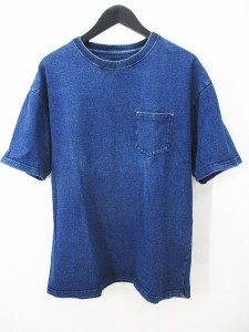 【中古】チャオパニック CIAOPANIC 半袖 デニム Tシャツ カットソー M 青系 ブルー リブ メンズ