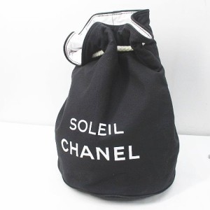 【中古】シャネル CHANEL ショルダーバッグ ロゴ 巾着 ブラック 黒系 キャンバス地 レディース