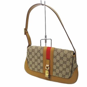 【中古】グッチ GUCCI 001 3824 3754 ジャッキー ショルダーバッグ GGキャンバス レザー ゴールド金具 ベージュ 