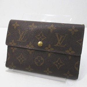 【中古】ルイヴィトン LOUIS VUITTON ポルト トレゾール・エテュイ パピエ M61202 レザー モノグラム 二つ折り財布 