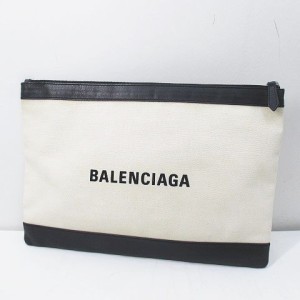 【中古】バレンシアガ BALENCIAGA 373834・9260・S・568024 クラッチバッグ ポーチ ロゴ バイカラー エクリュ系 