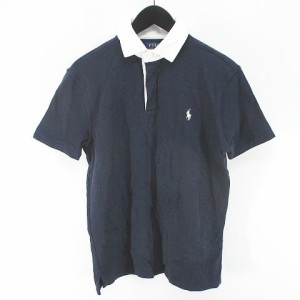 【中古】ポロ ラルフローレン POLO RALPH LAUREN 半袖 ポロシャツ カットソー 比翼 SP 紺系 ネイビー ロゴ 刺繍 綿