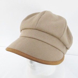 【中古】カシラ CA4LA キャスケット 帽子 ベージュ系 日本製 ベルクロアジャスター 毛 ウール 綿 コットン 裏地 無地