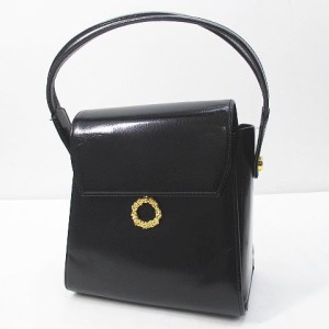 【中古】ハナエモリ HANAE MORI ハンドバッグ フォーマル ゴールド金具 ブラック 黒系 レザー レディース