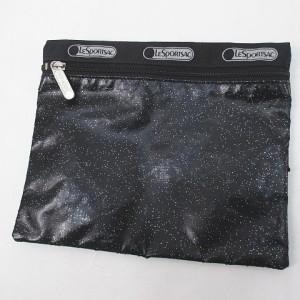 【中古】レスポートサック LesportSAC ポーチ ラメ ブラック 黒系 レディース