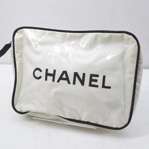 【中古】シャネル CHANEL ポーチ メイクポーチ ロゴ パイピング ホワイト 白系  レディース