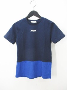 【中古】エムエスジーエム MSGM 半袖 Tシャツ 8anni 紺系 ネイビー バイカラー プリント キッズ 子供服  