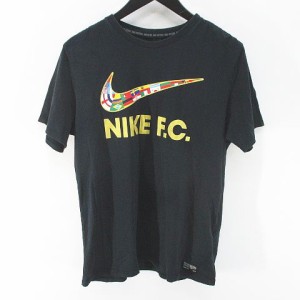 【中古】ナイキ NIKE 半袖 Tシャツ カットソー M 黒系 ブラック ロゴ 文字 プリント 綿 コットン メンズ