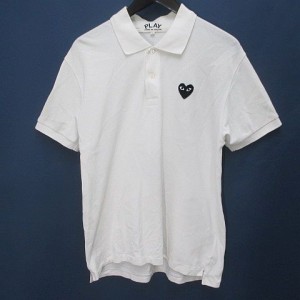 【中古】プレイコムデギャルソン PLAY COMME des GARCONS AZ-T066 AD2021/3 半袖 ポロシャツ L 白系 ホワイト 