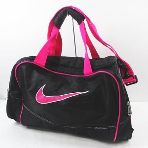 【中古】ナイキ NIKE ボストンバッグ スポーツバッグ ハンド ショルダー 2WAY バイカラー ブラック 黒系 レディース