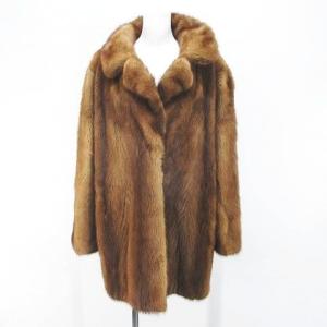 良品☆MINK ミンク デザイン 本毛皮セミロングコート ダーク