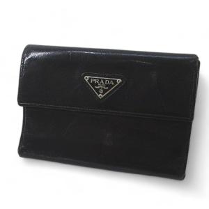 プラダブラック二つ折り財布 1ML005 PRADA 二つ折り財布 黒 レザー