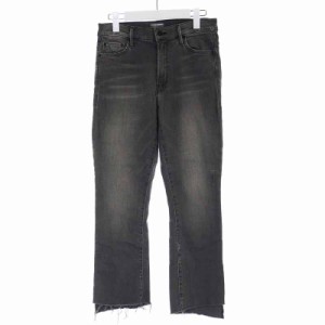 【中古】マザー mother INSIDER CROP STEP FRAY デニムパンツ ジーンズ スキニー スリム カットオフ USED加工 グレー