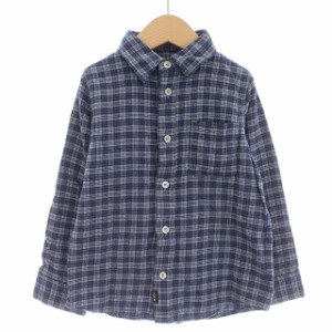 【中古】ベベ bebe キッズ ネルシャツ チェック 長袖 シャツ 120 青 ブルー /☆G キッズ