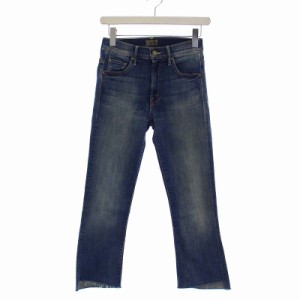 【中古】マザー mother INSIDER CROP STEP FRAY デニムパンツ ジーンズ ブーツカット カットオフ W24 青 ブルー