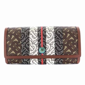 【中古】バーバリー BURBERRY HALTON 2 TB MONOGRAM BRIDLE BROWN 長財布 二つ折り TBロゴ 茶