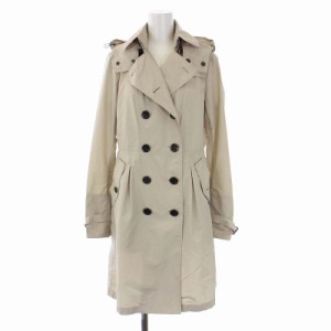 【中古】バーバリー ロンドン BURBERRY LONDON ダブルトレンチコート アウター ロング フード 38 M ベージュ