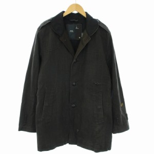 【中古】ジースター ガーバートレンチ NEW GARBER CHECK TRENCH トレンチコート スプリングコート L グレー メンズ