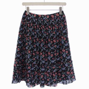 【中古】トゥービーシック TO BE CHIC 18AW プリーツスカート フレアスカート ひざ丈 花柄 S マルチカラー レディース