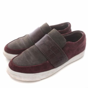 【中古】クラークス clarks スリッポン スエード クロコ型押し スニーカー ローファー UK4.5 23.5cm ボルドー