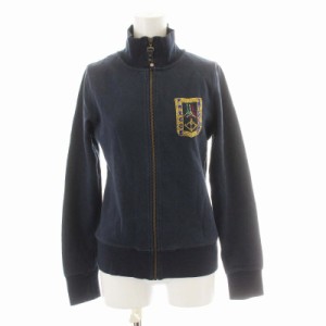 【中古】アエロナウティカ AERONAUTICA ブルゾン ジップアップ ハイネック ビジュー装飾 S 紺 ネイビー /TR7