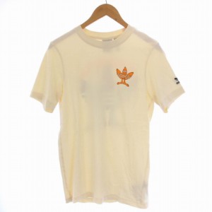 【中古】アディダスオリジナルス Tシャツ カットソー 半袖 クルーネック プリント XS ベージュ 紫 メンズ