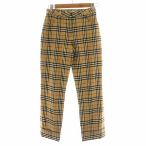 【中古】バーバリーブルーレーベル BURBERRY BLUE LABEL パンツ ジッパーフライ チェック柄 36 S 茶 ブラウン 黒 赤