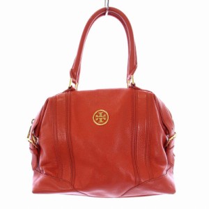 【中古】トリーバーチ TORY BURCH ハンドバッグ ボストンバッグ レザー ゴールド金具 オレンジ /KH レディース