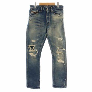 【中古】リサウンドクロージング RC3 KING DENIM IND D デニムパンツ ジーンズ ジップフライ ダメージ加工 1 S 紺