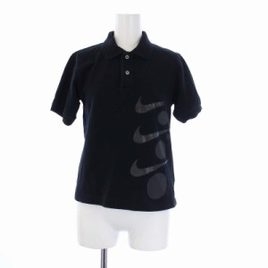 【中古】コムデギャルソンブラック COMME des GARCONS BLACK NIKE AD2016 ポロシャツ 半袖 ロゴプリント XS 黒