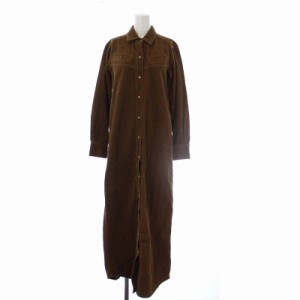 【中古】ノーウォス NOWOS 22SS Corduroy onepiece コーデュロイ シャツワンピース 長袖 ロング M 茶 ブラウン