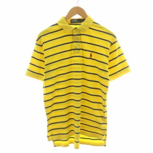 【中古】ポロ バイ ラルフローレン Polo by Ralph Lauren ポロシャツ 半袖 ボーダー コットン S 黄 イエロー 青