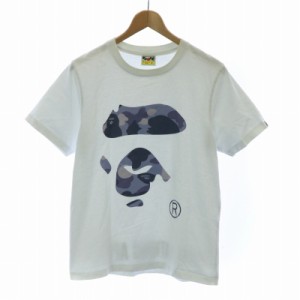 【中古】 A BATHING APE Color Camo Ape Face TeeTシャツ カットソー ロゴ プリント 迷彩 カモフラ 半袖 S 白