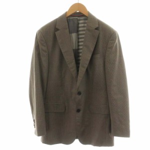 【中古】トミーヒルフィガー TOMMY HILFIGER テーラードジャケット ブレザー チェック柄 シングル ウール 46 XL 茶