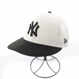 【中古】ニューエラ NEW ERA ニューヨークヤンキース ベースボールキャップ 野球帽 帽子 ロゴ 白 ホワイト 黒