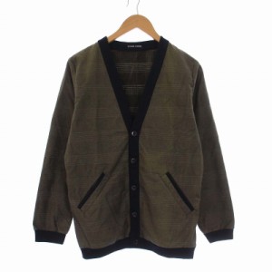 【中古】フランクリーダー CHEQUERED CORDUROY CARDIGAN カーディガン 長袖 Vネック 総柄 XS カーキ 0317021