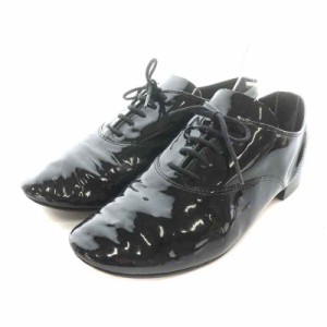 【中古】レペット Repetto シューズ レースアップ エナメル ローヒール チャンキーヒール 38 24.0cm 黒 ブラック /NW8