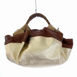 【中古】ロエベ LOEWE ナッパアイレ トートバッグ ハンドバッグ アナグラム レザー ゴールド色 ■OH ●D レディース