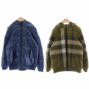 【中古】バーバリー チルドレン BURBERRY CHILDREN ダウンジャケット リバーシブル ジップアップ 12Y-152 カーキ 青