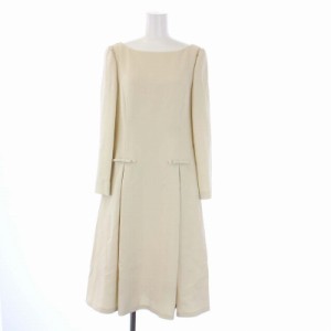 【中古】フォクシーニューヨーク 22年製 ODESSA DRESS ロングワンピース 長袖 リボン 40 M アイボリー 42642