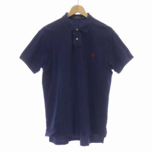 【中古】ポロ ラルフローレン POLO RALPH LAUREN ポロシャツ 半袖 鹿の子 M 紺 ネイビー /AT24 メンズ