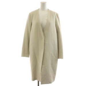 【中古】アルアバイル allureville 17SS ノーカラーコート ロング丈 アウター 2 M 白 ホワイト /AN14 レディース